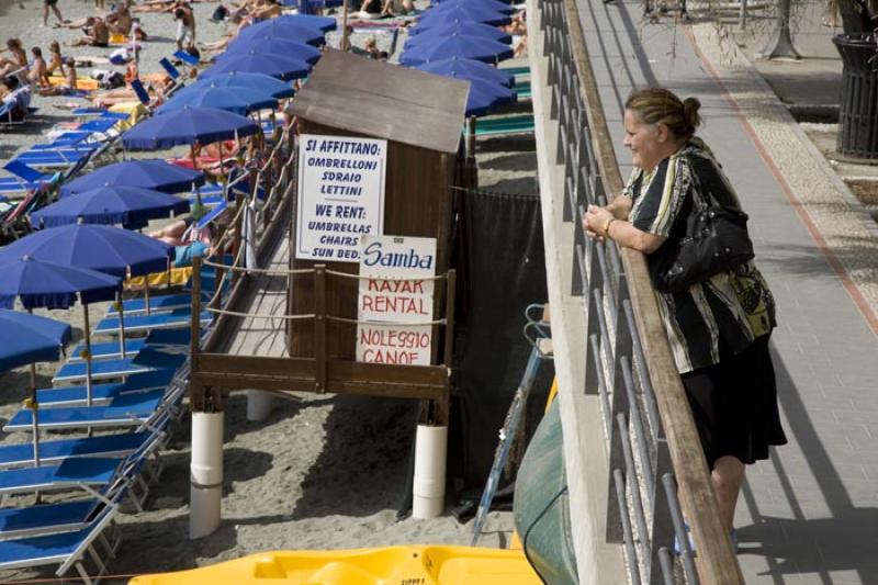 Playa de Monterosso, Cinque Terre, Liguria, Italy,...