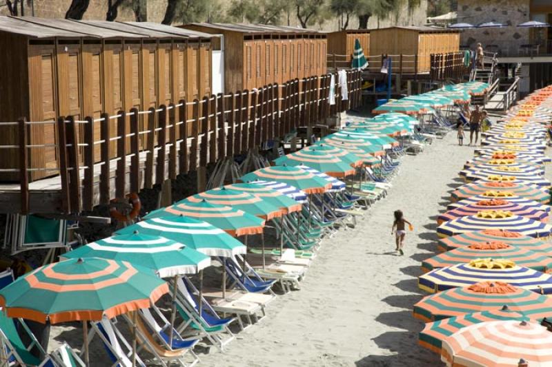 Playa de Monterosso, Cinque Terre, Liguria, Italy,...