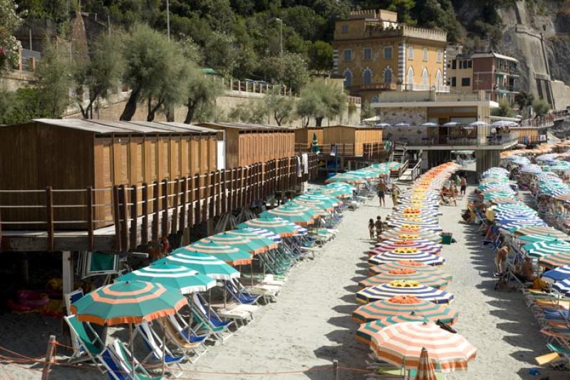 Playa de Monterosso, Cinque Terre, Liguria, Italy,...