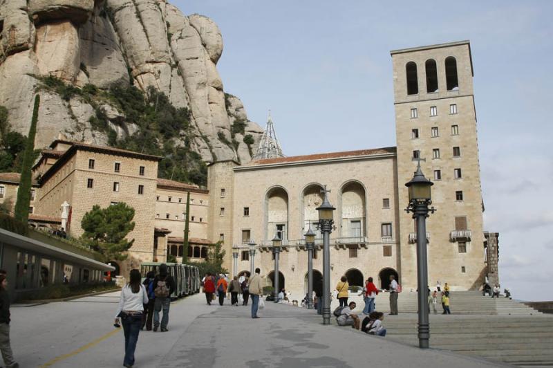 Plaza de Santa Maria, Monserrat, Barcelona, Catalu...