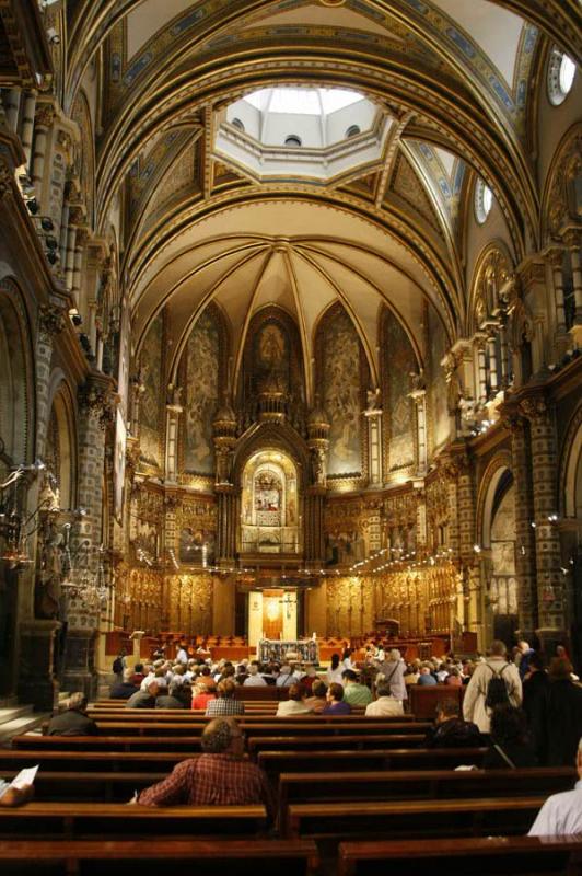 Interior de la Basilica de Montserrat, Monserrat, ...