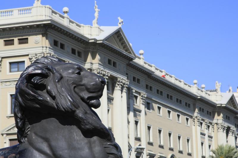 Esculturas del Monumento a Colon, La Rambla, Barce...