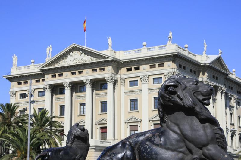 Esculturas del Monumento a Colon, La Rambla, Barce...