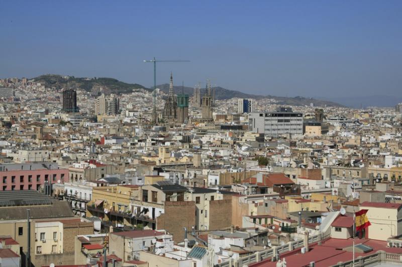 Panoramica de La Rambla, Barcelona, CataluÃ±a, E...