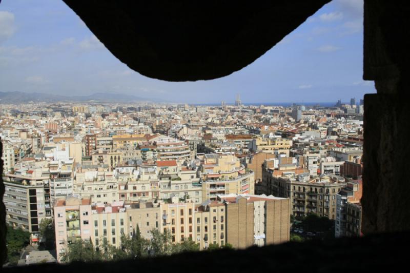 Panoramica de la Ciudad de Barcelona, CataluÃ±a,...