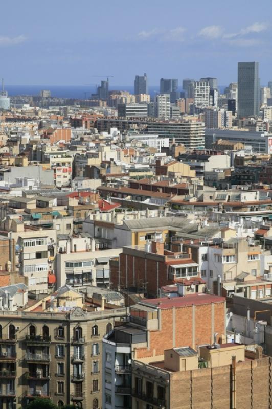 Panoramica de la Ciudad de Barcelona, CataluÃ±a,...