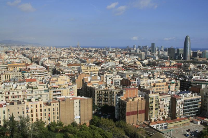 Panoramica de la Ciudad de Barcelona, CataluÃ±a,...