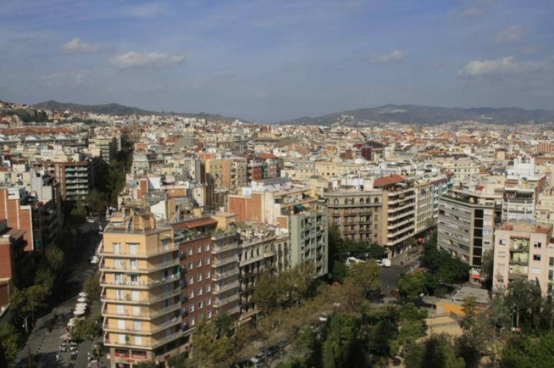 Panoramica de la Ciudad de Barcelona, CataluÃ±a,...