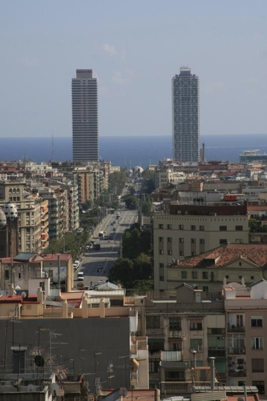 Panoramica de la Ciudad de Barcelona, CataluÃ±a,...