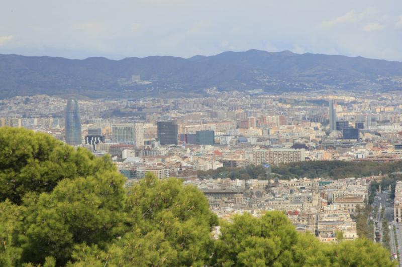 Panoramica de la Ciudad de Barcelona, CataluÃ±a,...