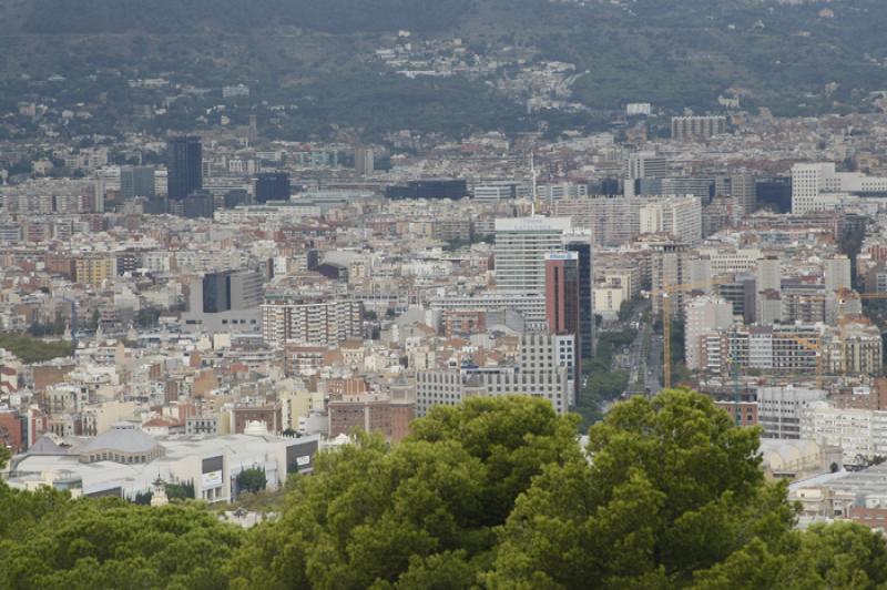 Panoramica de la Ciudad de Barcelona, CataluÃ±a,...