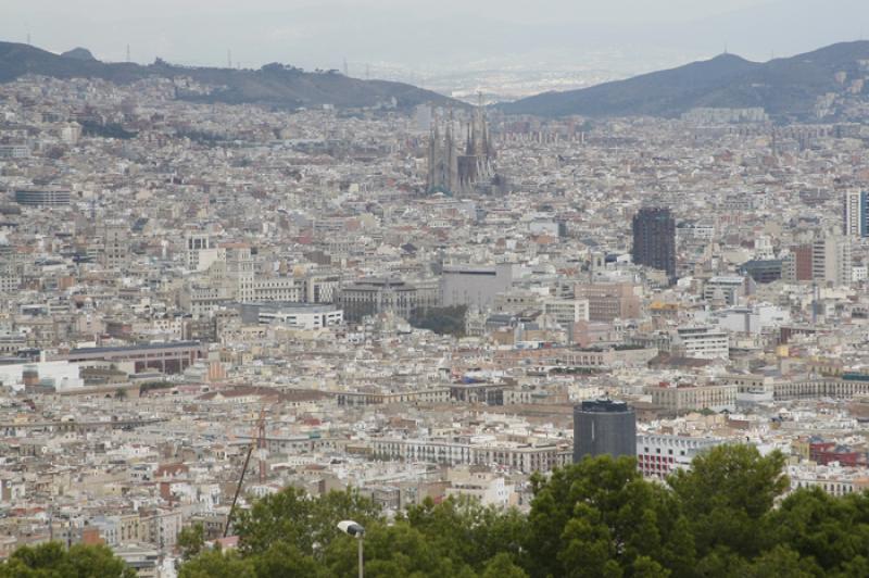 Panoramica de la Ciudad de Barcelona, CataluÃ±a,...