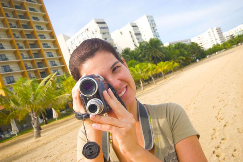 Mujer Filmando, Puerto Rico, San Juan, Antillas Ma...