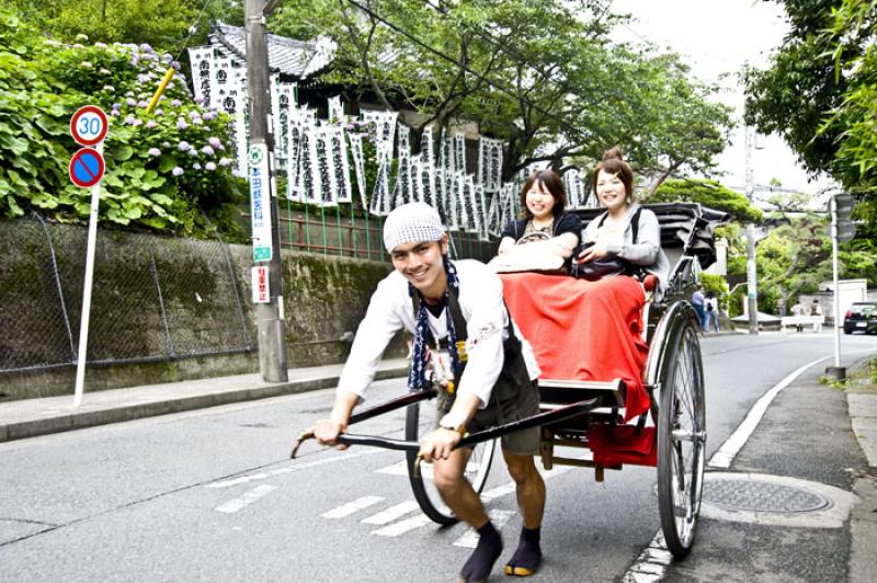 Rickshaw en Kamakura, Kanagawa, Kanto, Japon, Toki...