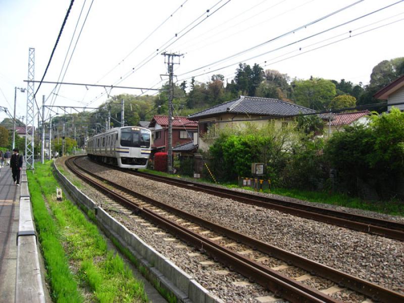 Ferrocarril en Llanura de Kanto, Tokio, Japon, Est...