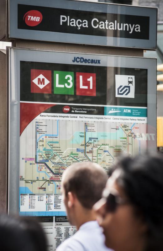 Mapa del Metro de Barcelona, Cataluña, España, E...