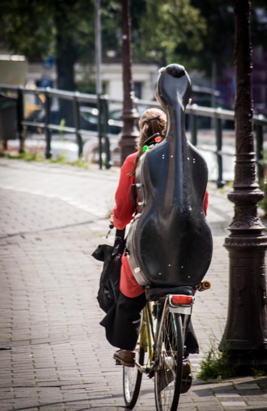 Musico en su Tandem, Amsterdam, Holanda, Paises Ba...