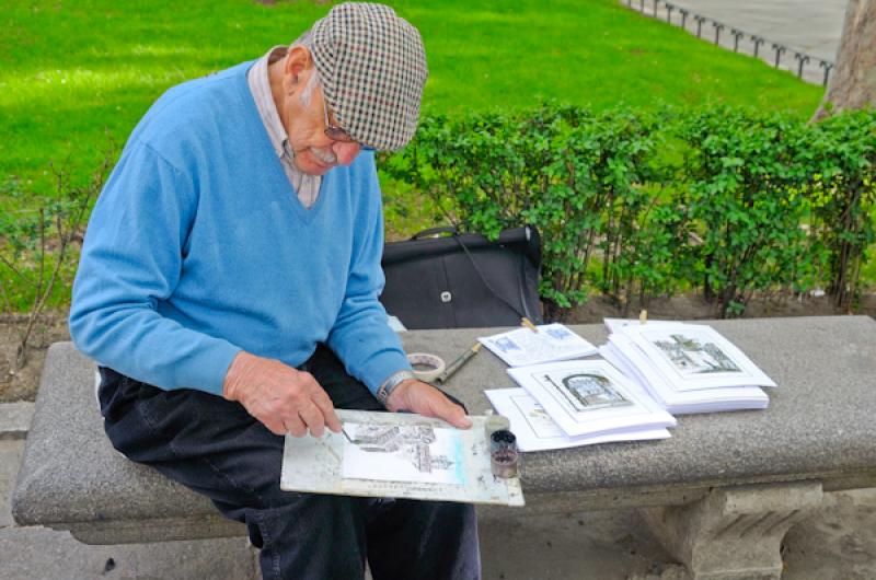 Hombre Dibujando, Madrid, EspaÃ±a, Europa Occide...