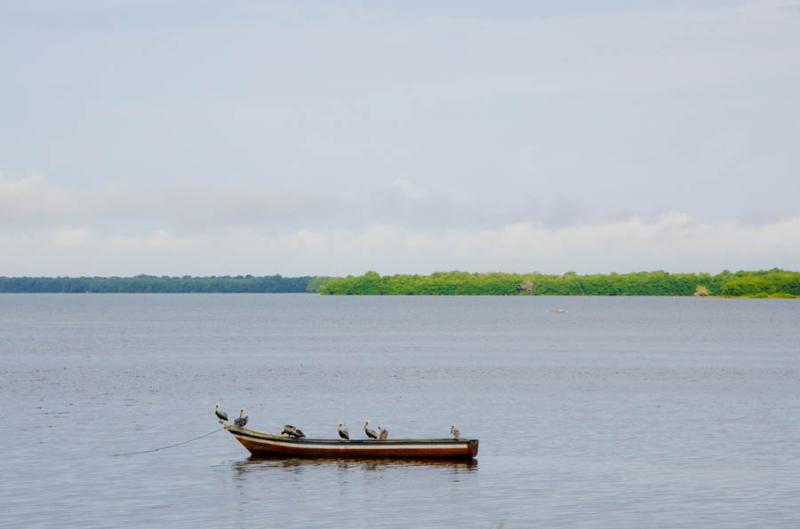 Canoa en la Bahia de Cispata, San Antero, Cordoba,...