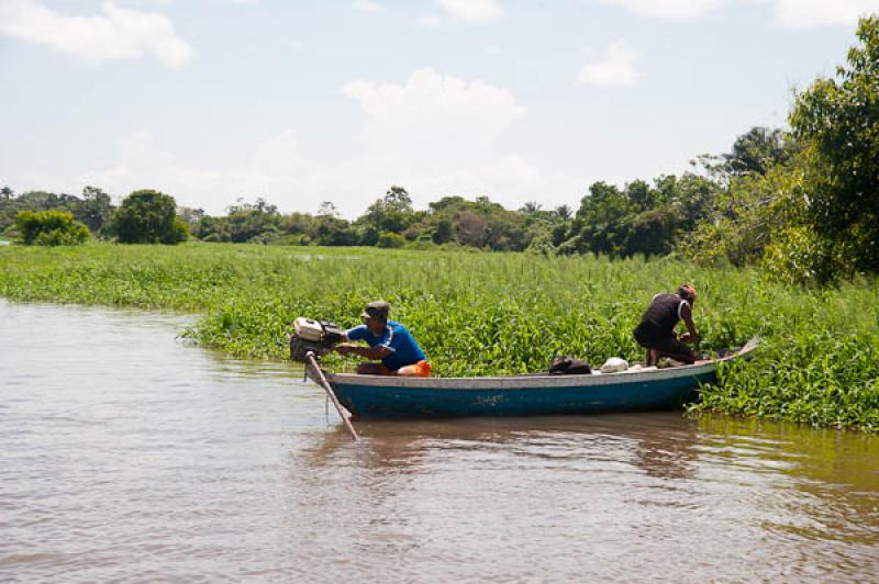 Lancha en el Lago de Maica, Santarem, Para, Brasil...