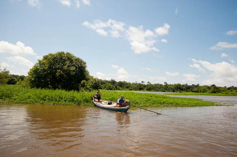 Lancha en el Lago de Maica, Santarem, Para, Brasil...