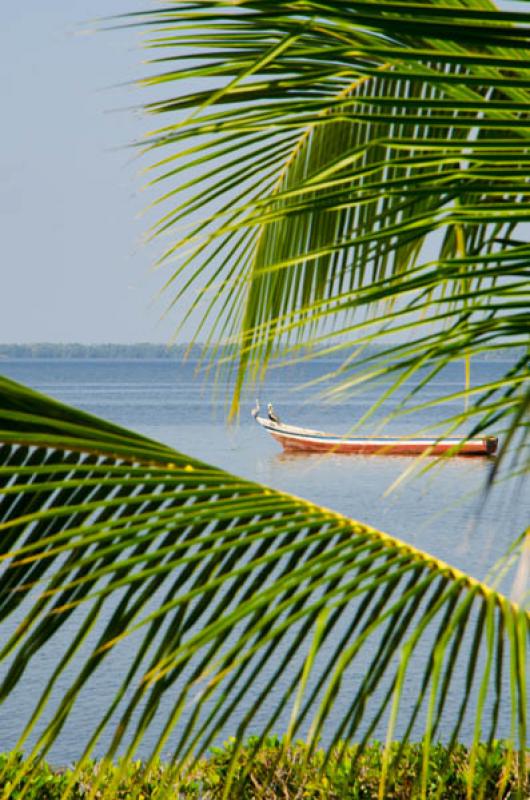 Canoa en la Bahia de Cispata, San Antero, Cordoba,...