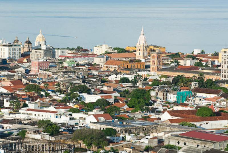 Panoramica de la Ciudad Amurallada, Cartagena, Bol...