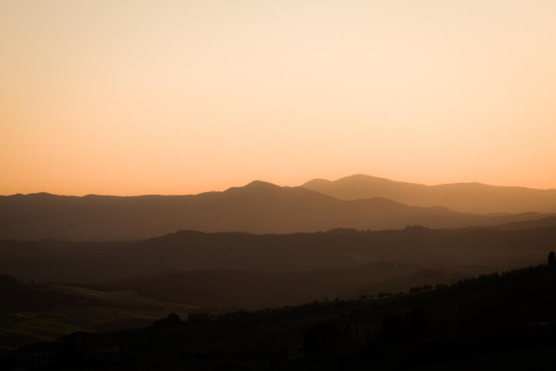 Atardecer en Toscana, Florencia, Italia, Europa Oc...