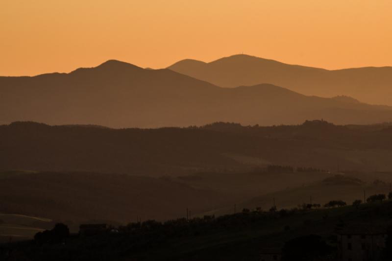 Atardecer en Toscana, Florencia, Italia, Europa Oc...