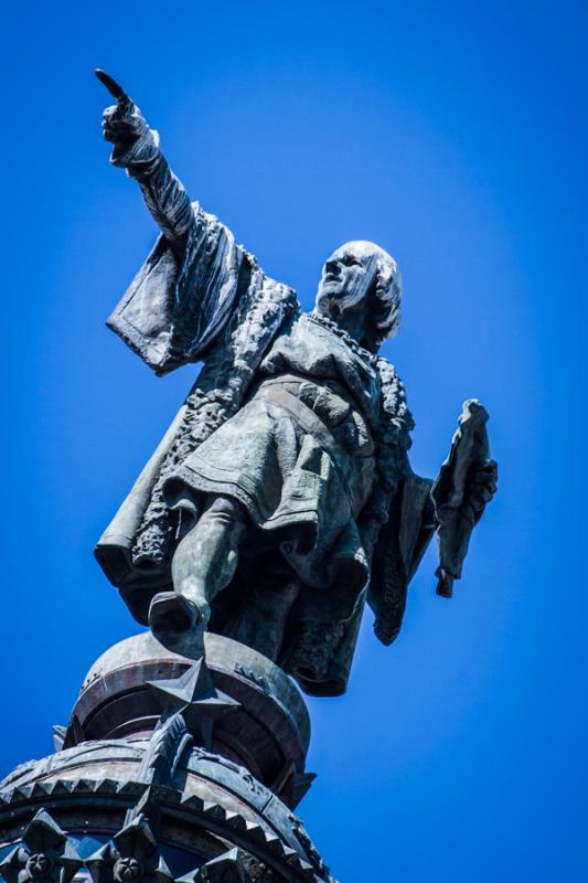 Monumento de Cristobal Colon, Barcelona, Cataluña...