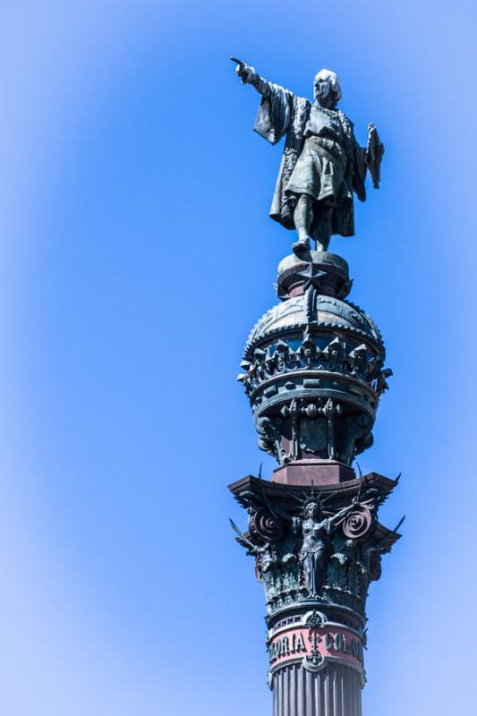 Monumento de Cristobal Colon, Barcelona, Cataluña...