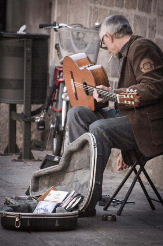 Musico de Rambla, Barcelona, Cataluña, España, E...