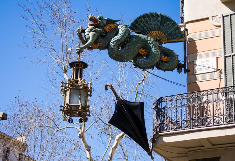 Detalle de Dragon y Paragas, Rambla, Barcelona, Ca...