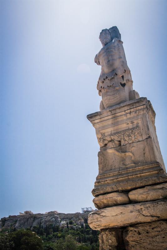 Esculturas en Acropolis, Atenas, Grecia, Europa Oc...