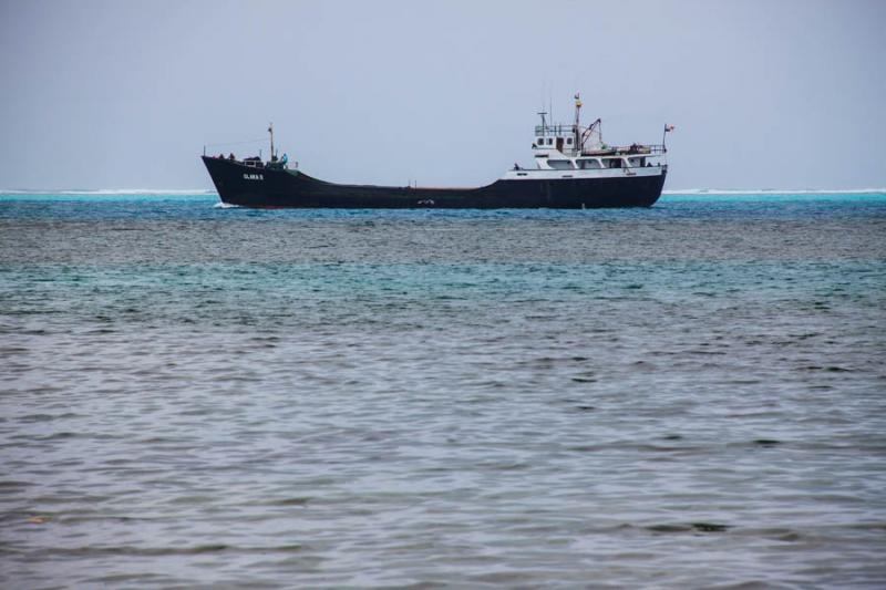 Barco en el Mar Caribe, Isla de San Andres, Archip...