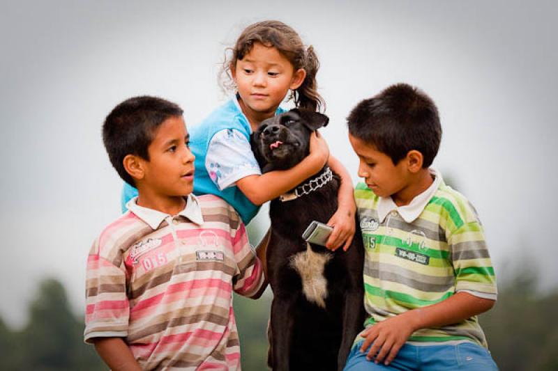 Niños Jugando con su Mascota