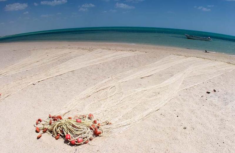 Red de Pesca en la Playa, Guajira, Colombia