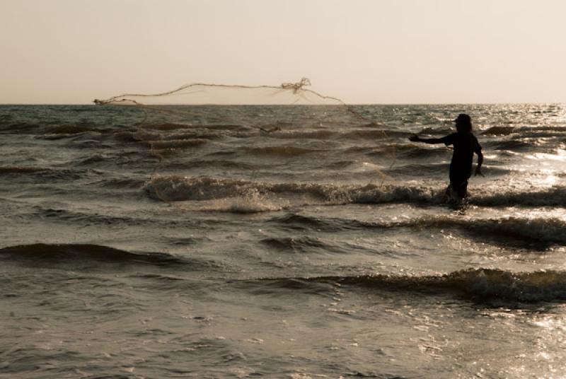 Pescador en Playa del Frances, Santiago de Tolu, T...