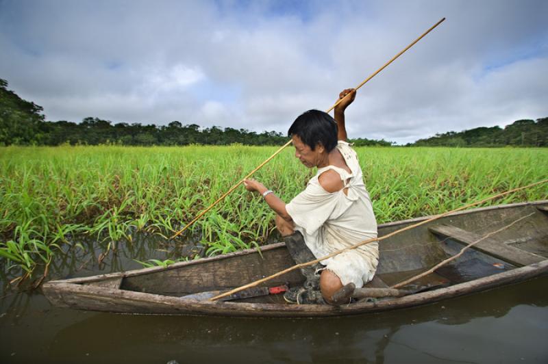 Pescador en su Canoa, Amazonas, Leticia, Colombia