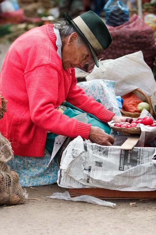 Mujer en el Mercado de Villa de Leyva, Boyaca, Col...