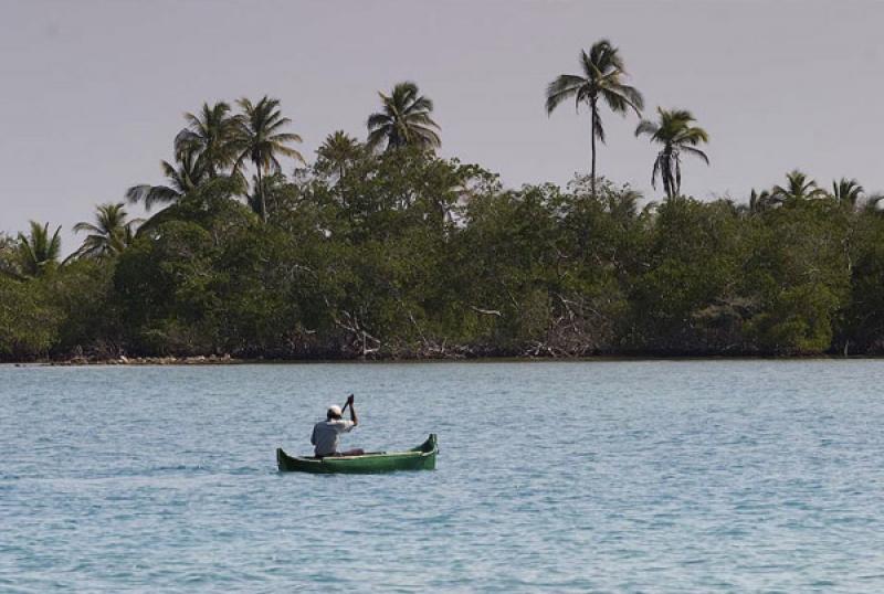 Pescador en Isla Tintipan, Golfo de Morrosquillo, ...