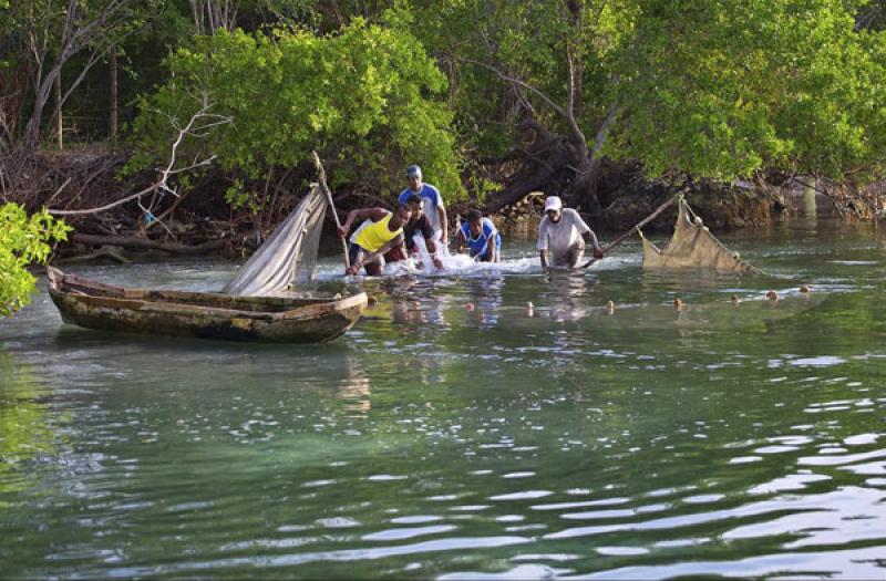 Pescadores en Isla Mucura, Golfo de Morrosquillo, ...