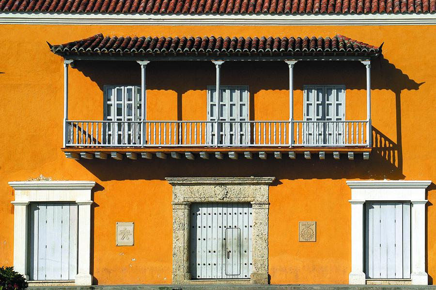 Fachada Colonial en Cartagena, Bolivar, Colombia