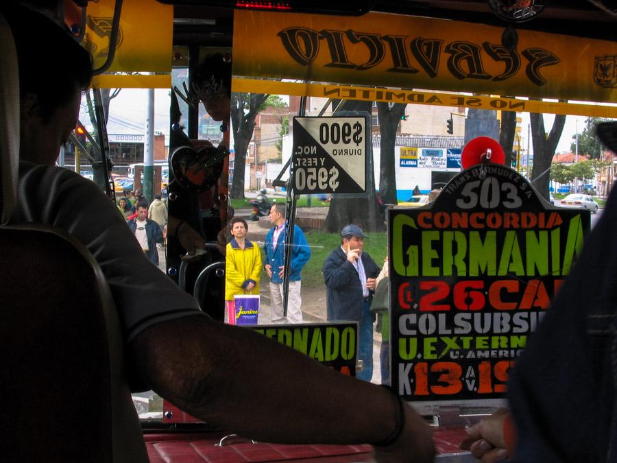 Interior de un bus urbano en Bogota, Cundinamarca,...