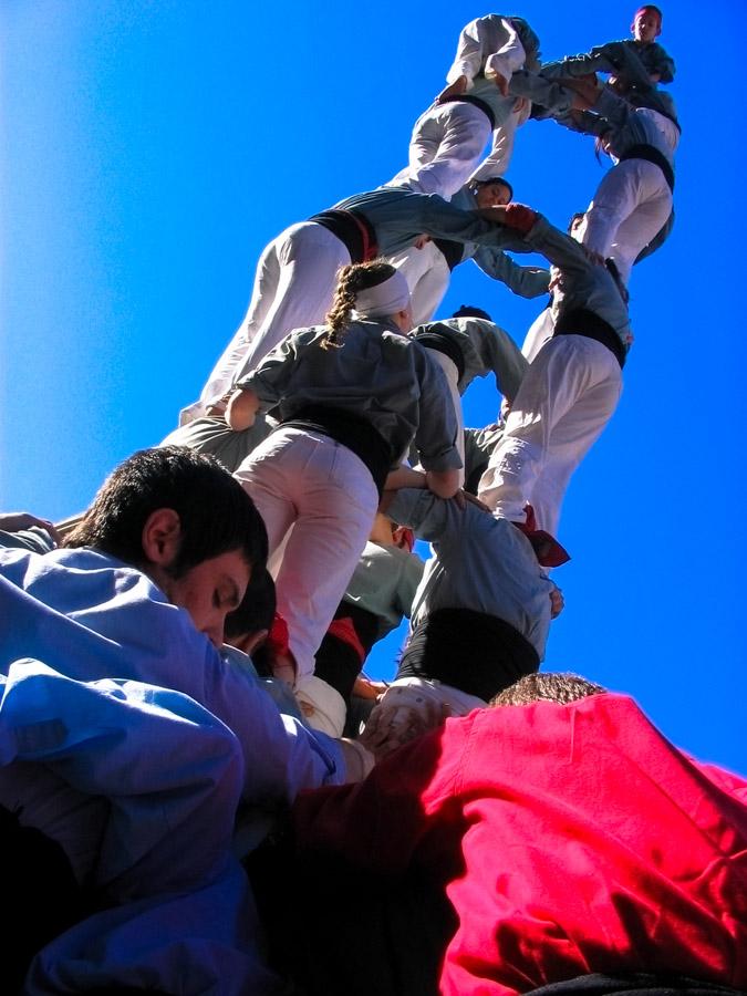 Torres humanas en fiesta de la Trobada Castellera ...