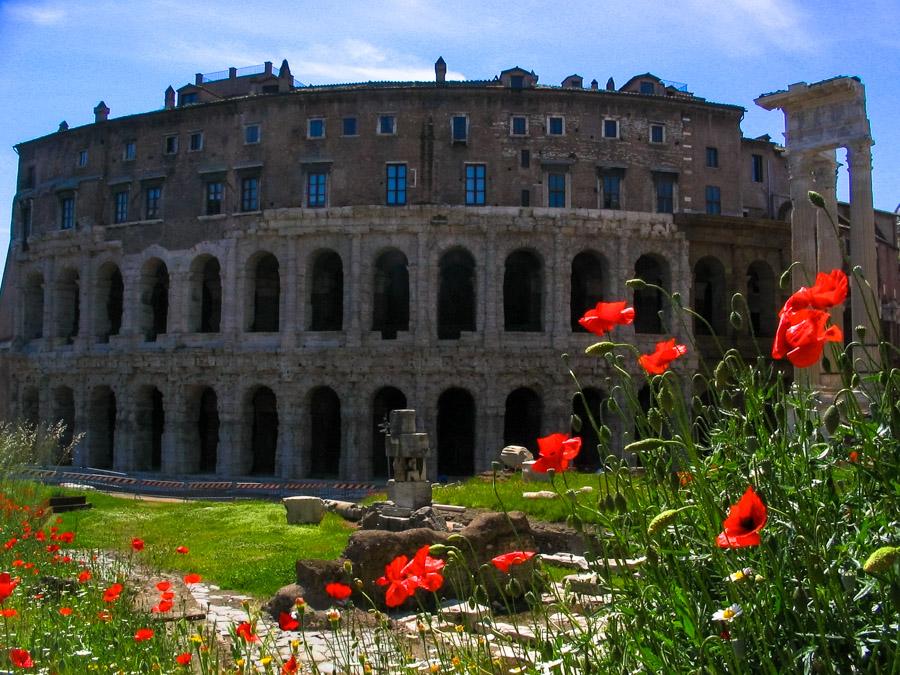 Jardin del ala posterior del Coliseo RoMano, Roma,...