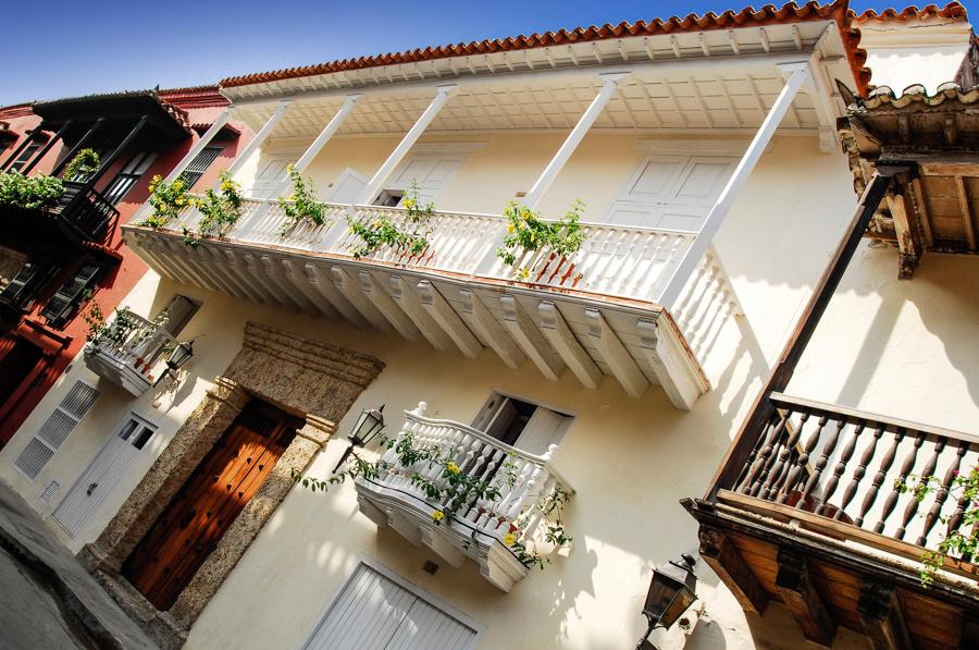 Fachada de una Casa en Cartagena, Bolivar, Colombi...