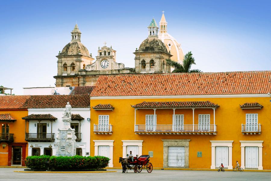 Plaza de la Aduana en Cartagena, Bolivar, Colombia