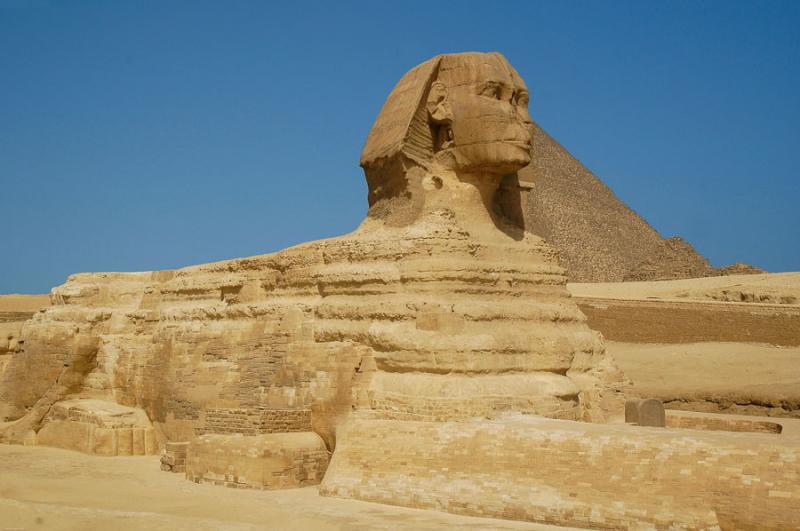 Gran Piramide de Giza y Esfinge, Egipto, El Cairo,...