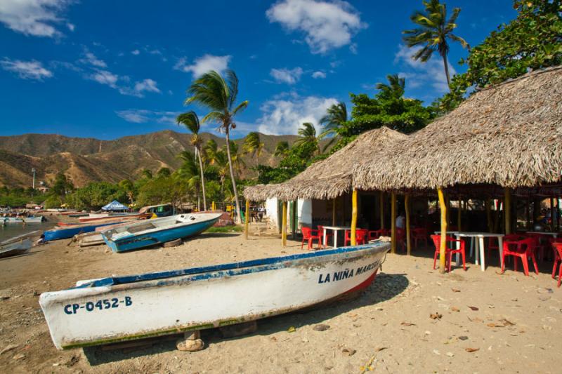 Barcas en Playa Grande, Taganga, Santa Marta, Magd...